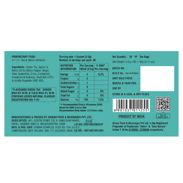 Girnar Detox Green Tea Bags - Desi Kahwa - Image 3